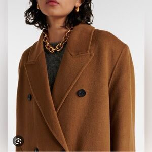 The Frankie Shop GAIA DOUBLE BREASTED COAT Camel. Size XS
